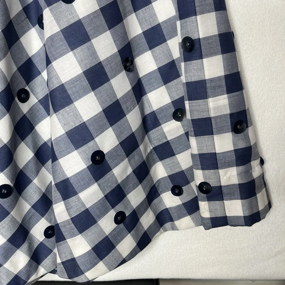 ZiZi International Vtg Women's Skirt 4 (measured) Blue White Check Embellished‎